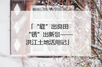 “缝”出良田 “锈”出新景——洪江土地活用记