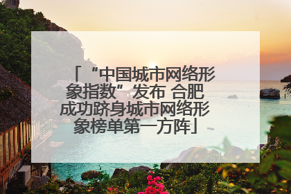 “中国城市网络形象指数”发布 合肥成功跻身城市网络形象榜单第一方阵