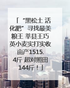 “黑松土 活化肥”寻找最美粮王 莘县王巧英小麦实打实收亩产1515.4斤 超对照田144斤！