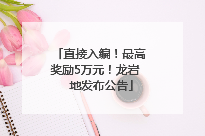 直接入编！最高奖励5万元！龙岩一地发布公告