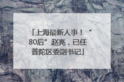 上海最新人事！“80后”赵亮，已任普陀区委副书记