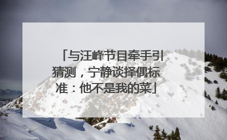 与汪峰节目牵手引猜测，宁静谈择偶标准：他不是我的菜