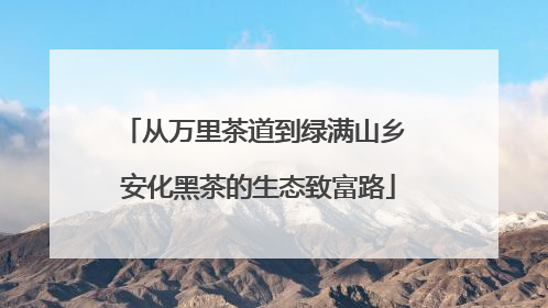 从万里茶道到绿满山乡 安化黑茶的生态致富路