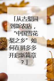 从古梨园到新农店，“中国雪花梨之乡”如何在拼多多开启新篇章？