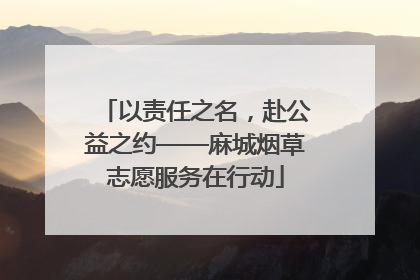 以责任之名，赴公益之约——麻城烟草志愿服务在行动