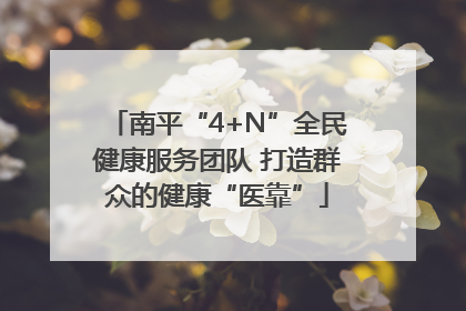 南平“4+N”全民健康服务团队 打造群众的健康“医靠”