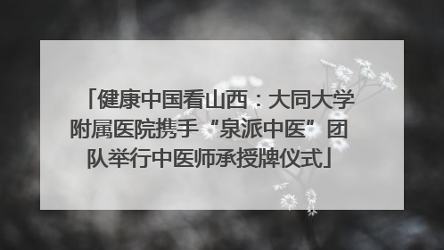 健康中国看山西：大同大学附属医院携手“泉派中医”团队举行中医师承授牌仪式
