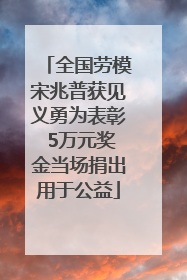 全国劳模宋兆普获见义勇为表彰 5万元奖金当场捐出用于公益