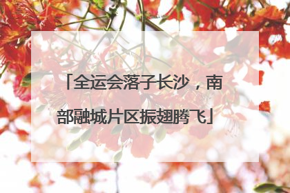 全运会落子长沙，南部融城片区振翅腾飞