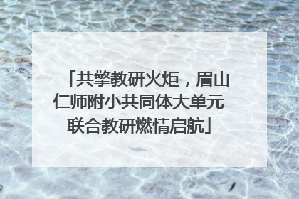 共擎教研火炬，眉山仁师附小共同体大单元联合教研燃情启航