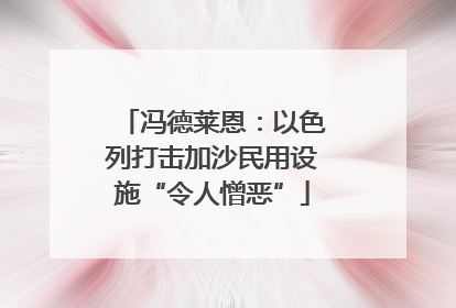冯德莱恩：以色列打击加沙民用设施“令人憎恶”