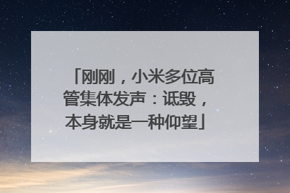 刚刚，小米多位高管集体发声：诋毁，本身就是一种仰望