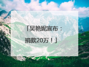 吴艳妮宣布：捐款20万！