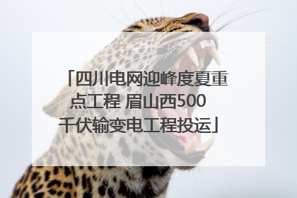 四川电网迎峰度夏重点工程 眉山西500千伏输变电工程投运