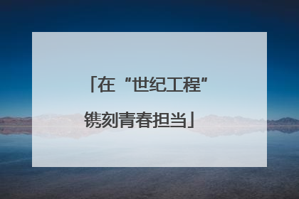 在“世纪工程”镌刻青春担当