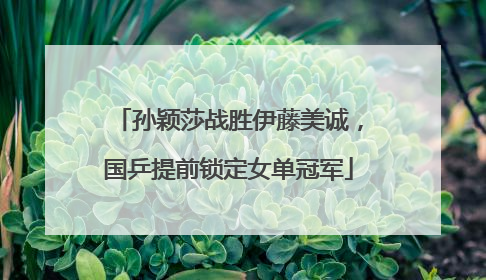 孙颖莎战胜伊藤美诚，国乒提前锁定女单冠军