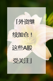 外资继续加仓！这些A股受关注