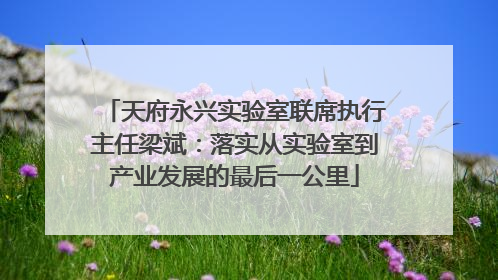 天府永兴实验室联席执行主任梁斌：落实从实验室到产业发展的最后一公里