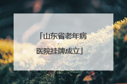 山东省老年病医院挂牌成立