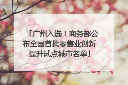 广州入选！商务部公布全国首批零售业创新提升试点城市名单