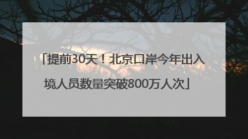 提前30天！北京口岸今年出入境人员数量突破800万人次