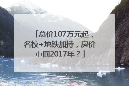 总价107万元起，名校+地铁加持，房价重回2017年？