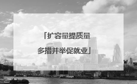 扩容量提质量 多措并举促就业