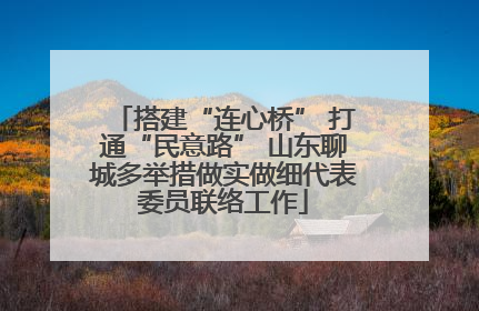 搭建“连心桥” 打通“民意路” 山东聊城多举措做实做细代表委员联络工作