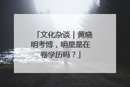 文化杂谈｜黄晓明考博，明星是在卷学历吗？