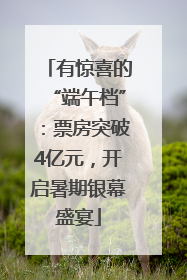 有惊喜的“端午档”：票房突破4亿元，开启暑期银幕盛宴