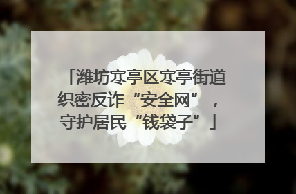 潍坊寒亭区寒亭街道织密反诈“安全网”，守护居民“钱袋子”