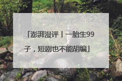 澎湃漫评丨一胎生99子，短剧也不能胡编