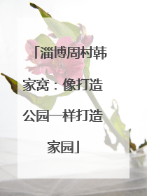 淄博周村韩家窝：像打造公园一样打造家园