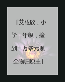 艾载欣，小学一年级，捡到一万多元现金物归原主