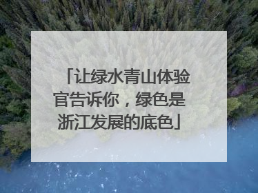 让绿水青山体验官告诉你，绿色是浙江发展的底色