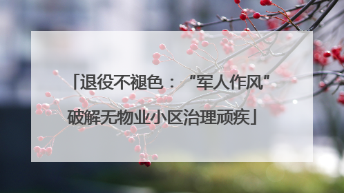 退役不褪色：“军人作风”破解无物业小区治理顽疾