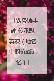 铁骨铸丰碑 传承慰英魂（地名中的抗战记忆）