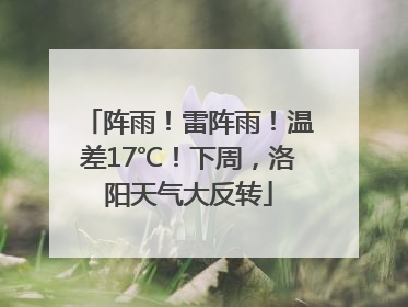 阵雨！雷阵雨！温差17℃！下周，洛阳天气大反转