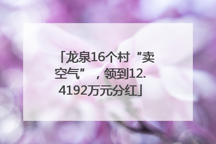 龙泉16个村“卖空气”，领到12.4192万元分红